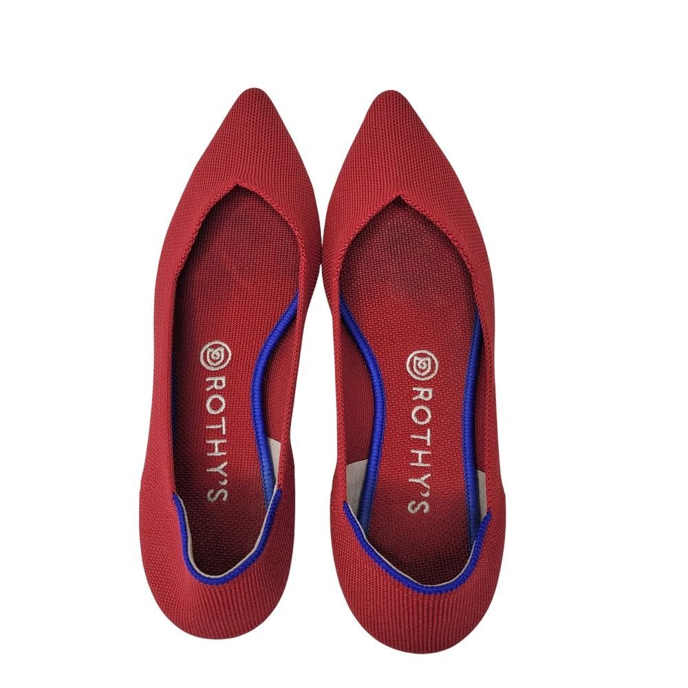 Rothy's The Point Flats Women's Size 9 Red Knit Pointed Toe Comfortable Shoes